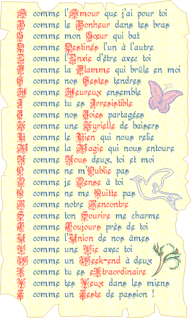 ABECEDAIRE DE L AMOUR