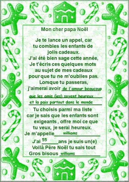 ma lettre au pere noel